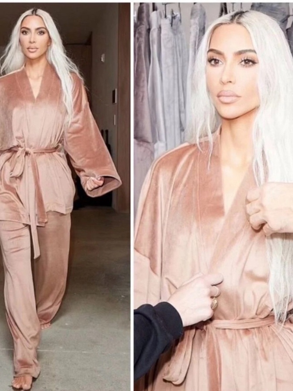 SKIMS Velour Sleep Top Robe - Taupe Brown Size 2XL